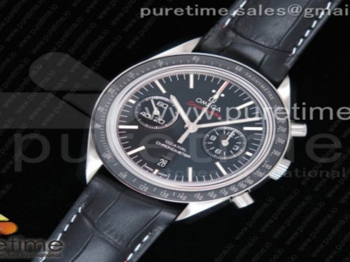 OM공장 V2 오메가 스피드마스터 문워치 블랙다이얼 오렌지로고 _ 가죽 Speedmaster Moonwatch Co-Axial OMF 11 Best Edition Black Dial Orange Logo on Black Leather Strap A9300 (Black Balance Wheel) V2