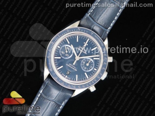 OM공장 V2 오메가 스피드마스터 문워치 블루다이얼 _ 가죽 Speedmaster Moonwatch Co-Axial OMF 11 Best Edition Blue Dial on Blue Leather Strap A9300 (Black Balance Wheel) V2