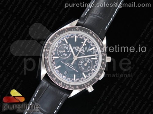 OM공장 오메가 레이씽마스터 크로노 Racing Master Chronometer OMF 1_1 Best Edition Black Dial on Black Leather Strap A9300