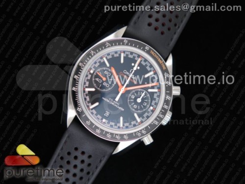 OM공장 오메가 레이씽마스터 크로노 Racing Master Chronometer OMF 1_1 Best Edition Black Dial Orange Hand on Black Leather Strap A9300