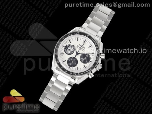 OM공장 오메가 스피드마스터 블랙 스누피 브슬 _ Speedmaster SS Black Snoopy OMF 1_1 Best Edition White Dial on New SS Bracelet Manual Winding Chrono Movement
