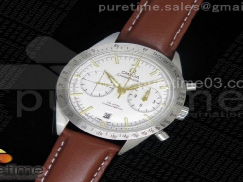 OM공장 오메가 스피드마스터 옐로우골드다이얼 _ 가죽 Speedmaster '57 Co-Axial OMF 11 Best Edition WhiteYG Dial on Brown Leather Strap A9300 (Black Balance Wheel)