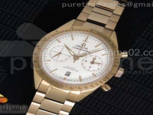 OM공장 오메가 스피드마스터 화이트다이얼 로즈골드 _ 브슬 Speedmaster '57 RG White Dial on RG Bracelet A9301 (Black Balance Wheel)
