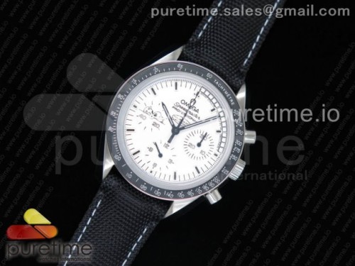 오메가 스피드마스터 스누피 마스터 스틸 화이트 나일론 Speedmaster SS Snoopy Sapphire Crystal White Dial on Black Nylon Strap Manual Winding Chrono Movement