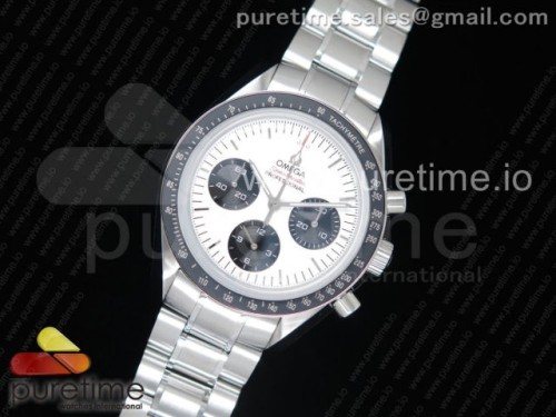 오메가 스피드마스터 크로노 Speedmaster SS Sapphire Crystal Panda White_Black Dial on SS Bracelet Manual Winding Chrono Movement