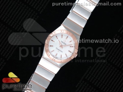 K11공장 오메가 컨스틸레이션 27MM 로즈골드 콤비 자개바인덱스다이얼 _ Constellation Ladies 27mm K11F 11 Best Edition SSRG White MOP Dial Stick Markers on SSRG Bracelet ETA Quartz