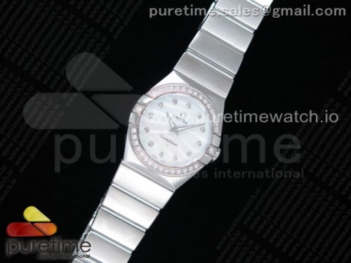 K11공장 오메가 컨스틸레이션 27MM 자개다이아물결다이얼 브슬 _ Constellation Ladies 27mm K11F 11 Best Edition SS Diamonds Bezel White MOP Textured Dial Diamonds Markers on SS Bracelet ETA Quartz