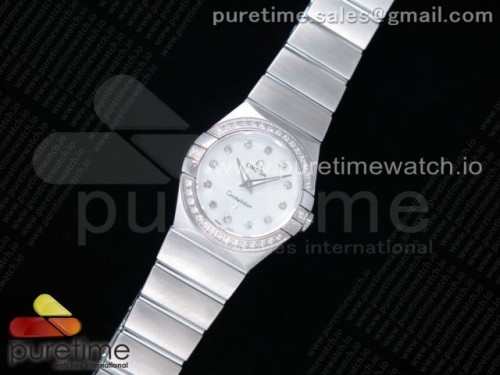 K11공장 오메가 컨스틸레이션 27MM 자개다이얼 브슬 _ Constellation Ladies 27mm K11F 11 Best Edition SS Diamonds Bezel White MOP Dial Diamonds Markers on SS Bracelet ETA Quartz