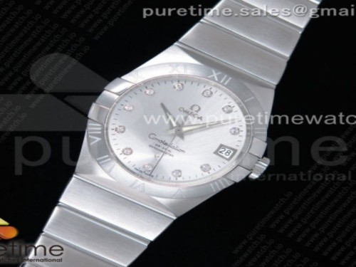 VS공장 오메가 컨스틸레이션 38MM 실버 다이아다이얼 _ Constellation 38mm SS VSF 11 Best Edition Silver Dial Diamonds Markers on SS Bracelet A8500 Super Clone