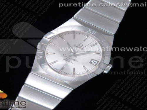 VS공장 오메가 컨스틸레이션 38MM 실버 바인덱스 _ Constellation 38mm SS VSF 11 Best Edition Silver Dial Stick Markers on SS Bracelet A8500 Super Clone