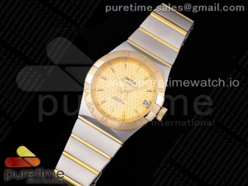 VS공장 오메가 컨스틸레이션 38MM 옐로우 바인덱스 옐로우골드콤비 _ Constellation 38mm SSYG VSF 11 Best Edition Gold Textured Dial on SSYG Bracelet A8500 Super Clone