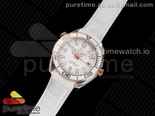VS공장 오메가 플래닛오션 39.5MM 로즈골드 콤비 화이트다이얼 가죽 _ Planet Ocean 39.5mm SSRG VSF 11 Best Edition White Dial on White Leather Strap A8800