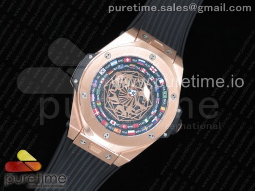 HB공장 위블로 빅뱅 유니코 상블루 로골 스켈레톤다이얼 러버스트랩 _ Big Bang Unico Sang Bleu RG HBF Flags Inner Bezel Skeleton Dial on Black Gummy Strap HUB1213