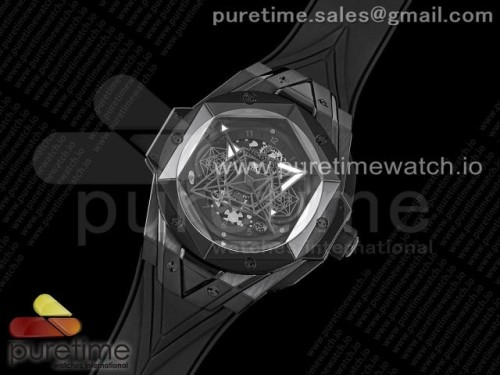 HR공장 위블로 빅뱅 생블루 II 크로노 PVD 블랙케이스 블랙다이얼 러버스트랩 _ Big Bang Sang Bleu II Chrono PVD HRF Best Edition Black Dial on Black Gummy Strap A7750