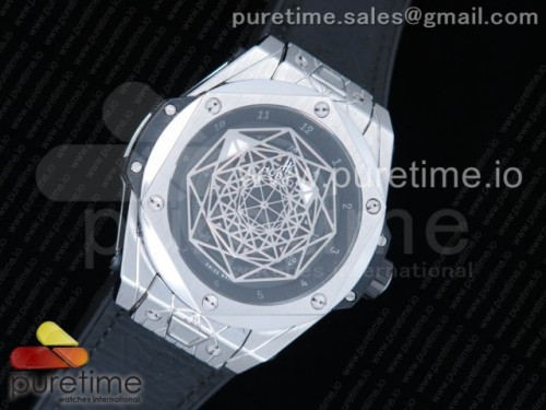 TM공장 위블로 빅뱅 유니코 스켈레톤 생실버 다이얼 블랙 스트랩 Big Bang Unico Sang Bleu SS TMF Skeleton Dial on Black Gummy Strap HUB1213