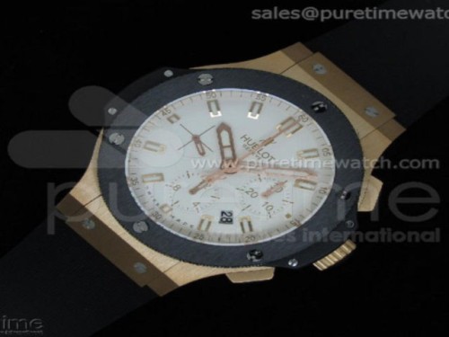 V6 위블로 빅뱅 44MM 로즈골드 세라믹 화이트 다이얼 블랙 러버스트랩 Big Bang 44mm Rose Gold Ceramic 2011 White Dial on Black Rubber Strap HUB4104