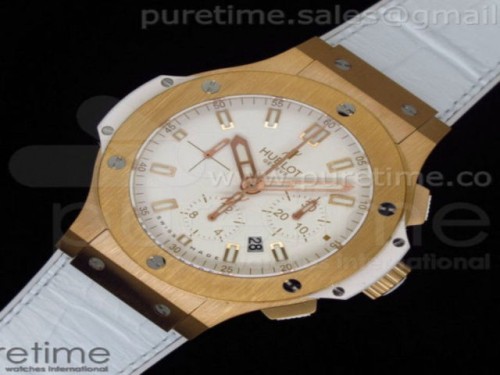 V6공장 빅뱅 위블로 에볼루션 44MM 로즈골드 화이트 다이얼 화이트 러버 스트랩 Big Bang Evolution 44mm RG White Dial on White Rubber Strap HUB4104