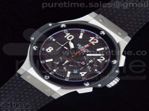 V6공장 위블로 빅뱅 에볼루션 44MM 블랙 다이얼 세라믹 베젤 블랙 러버 스트랩 Big Bang Evolution 44mm SS Black Dial Ceramic Bezel on Black Rubber Strap HUB4104