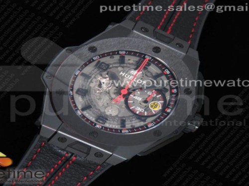 V6공장 위블로 빅뱅 유니코 페라리 세라믹 스켈레톤다이얼 거미스트랩 _ Big Bang Ferrari Unico Black Ceramic V6F Best Edition Skeleton Dial on Black Gummy Strap HUB1288