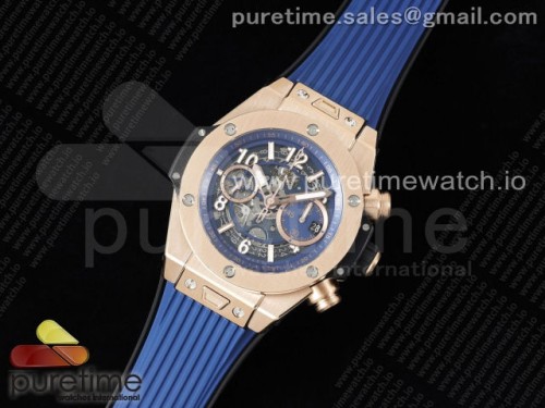 ZF공장 위블로 빅뱅 유니코 로즈골드 블루 스켈레톤다이얼 블루 러버 _ Hublot Big Bang Unico RG ZF 11 Best Edition Blue Skeleton Dial on Blue Rubber Strap A1280