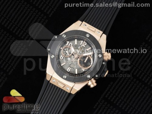 ZF공장 위블로 빅뱅 유니코 로즈골드 세라믹 스켈레톤다이얼 러버 _ Hublot Big Bang Unico RG Ceramic ZF 11 Best Edition Skeleton Dial on Black Rubber Strap A1280
