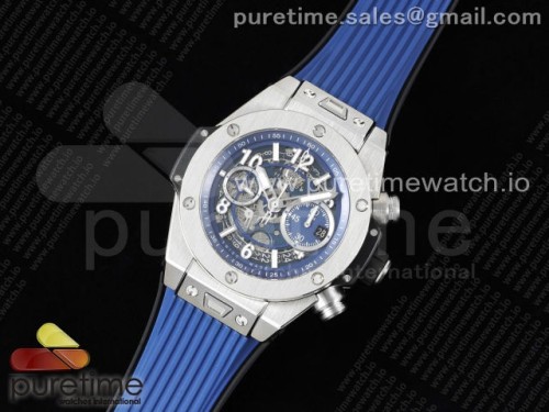 ZF공장 위블로 빅뱅 유니코 블루 스켈레톤다이얼 블루러버 _ Hublot Big Bang Unico Titanium ZF 11 Best Edition Blue Skeleton Dial on Blue Rubber Strap A1280
