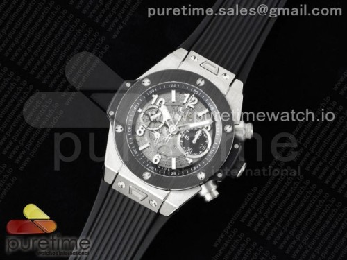 ZF공장 위블로 빅뱅 유니코 세라믹 스켈레톤다이얼 러버 _ Hublot Big Bang Unico Titanium Ceramic ZF 11 Best Edition Skeleton Dial on Black Rubber Strap A1280