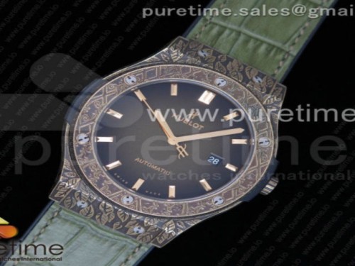 SR공장 위블로 클래식 퓨전 45MM 그린 다이얼 가죽스트랩 Classic Fusion 45mm YG Engravings Case SRF Best Edition Green Dial on Green Gummy Strap A2892 (Free box)