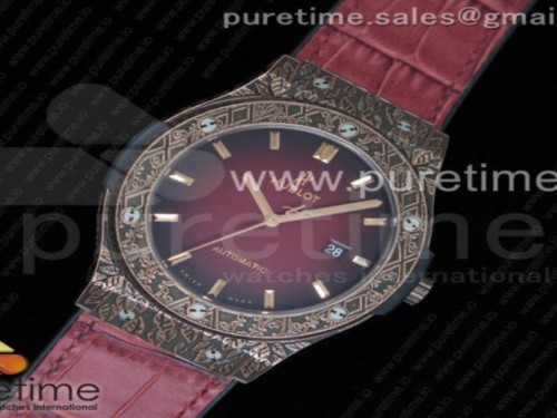 SR공장 위블로 클래식퓨전 45MM 레드다이얼 가죽 스트랩 Classic Fusion 45mm RG Engravings Case SRF Best Edition Red Dial on Red Gummy Strap A2892 (Free box)