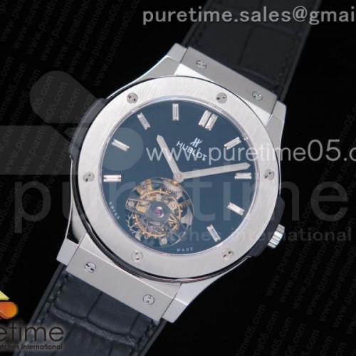 TF공장 위블로 클래식퓨전 45MM 뚜르 비옹 45MM 블랙다이얼 크리스탈인덱스 Classic Fusion Tourbillon 45mm SS Black Dial Crystal Markers on Black Gummy Strap