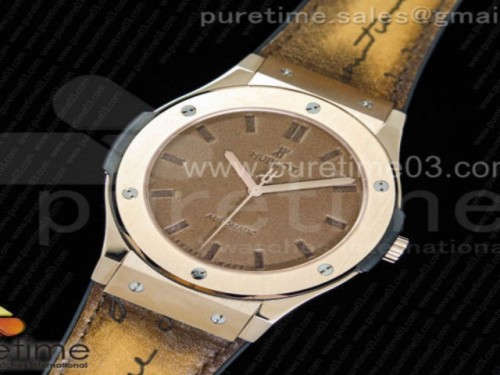 위블로 클래식 퓨전 45MM 티타늄 레더다이얼 Classic Fusion 45mm RG Berluti Scritto Brown Leather Dial on Brown Gummy Strap A2892