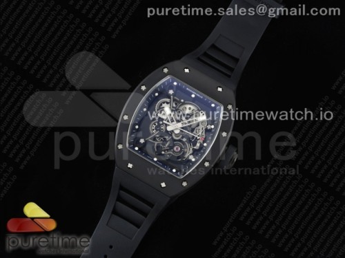 BBR공장 리차드 밀 블랙 세라믹 RM055 Black Ceramic BBR Best Edition Skeleton Dial on Black Rubber Strap Clone RMUL2