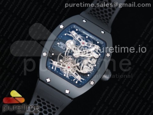 EUR공장 리차드밀 RM027 티타늄 DLC 코팅 리얼투어빌론 러버 _ RM027 Real Tourbillon EURF Best Edition Skeleton Dial on Black Rubber Strap