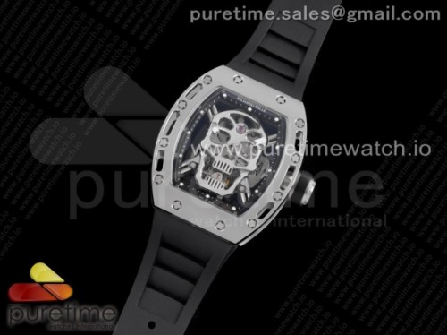JB공장 리차드밀 RM052 리얼 투어빌론 스켈레톤다이얼 블랙러버 티타늄 _ RM052 Skull Titanium Real Tourbillon JBF 11 Best Edition Skull Dial on Black Rubber Strap