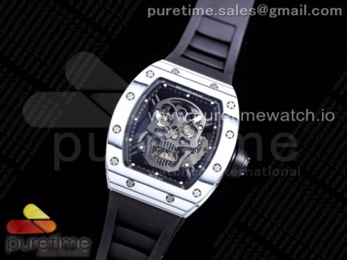 JB공장 리차드밀 RM052-01 블랙베젤 스켈레톤다이얼 리얼투어빌론 블랙러버 _ RM052-01 Tourbillon PVD White Bezel JBF Best Edition Skeleton Dial on Black Rubber Strap