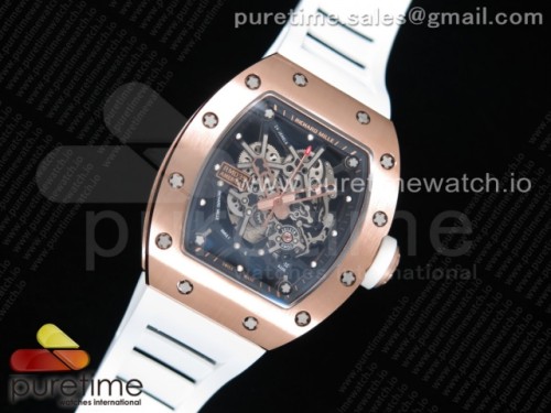KV공장 RM035-02 로골 스켈레톤다이얼 화이트러버 _ RM035-02 RG KVF Best Edition Skeleton Dial Black on White Rubber Strap MIYOTA8215