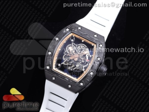 KV공장 V3 리차드밀 RM055 스켈레톤 골드 다이얼 화이트러버 _ RM055 NTPT KVF Best Edition Skeleton Dial Gold on White Rubber Strap MIYOTA8215 V3