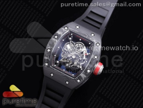 KV공장 V3 리차드밀 RM055 스켈레톤다이얼 블랙 레드크라운 블랙러버 _ NTPT KVF Best Edition Skeleton Dial Black on Black Rubber Strap MIYOTA8215 V3