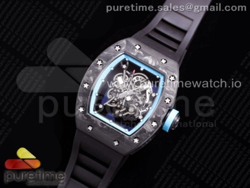 KV공장 V3 리차드밀 RM055 스켈레톤블루다이얼 블랙 블루크라운 블랙러버 _ RM055 NTPT KVF Best Edition Skeleton Dial Blue on Black Rubber Strap MIYOTA8215 V3