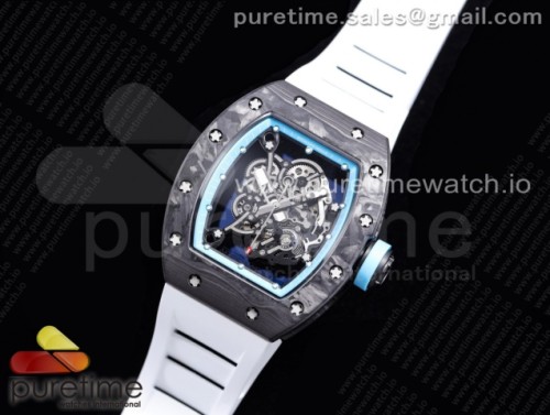 KV공장 V3 리차드밀 RM055 스켈레톤블루다이얼 블루크라운 화이트러버 _RM055 NTPT KVF Best Edition Skeleton Dial Blue on White Rubber Strap MIYOTA8215 V3