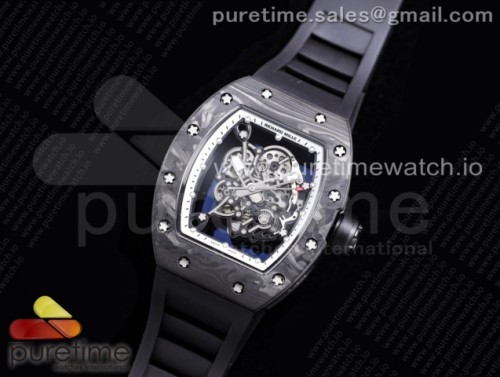 KV공장 V3 리차드밀 RM055 스켈레톤화이트다이얼 블랙러버 _ RM055 NTPT KVF Best Edition Skeleton Dial Black Crown on Black Rubber Strap MIYOTA8215 V3