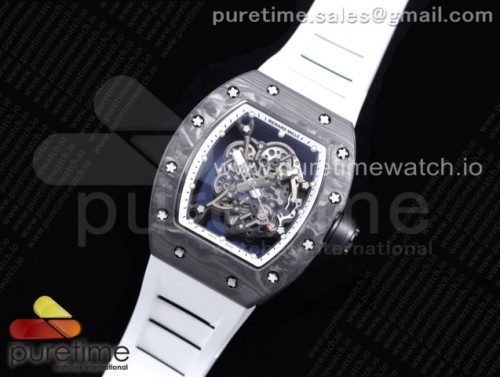 KV공장 V3 리차드밀 RM055 스켈레톤화이트다이얼 크라운 화이트러버 _RM055 NTPT KVF Best Edition Skeleton Dial Black Crown on White Rubber Strap MIYOTA8215 V3