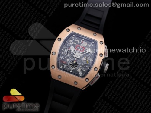 KV공장 리차드밀 RM011 크리스탈다이얼 로즈골드 블랙러버 _ RM011 RG Chrono KVF 1_1 Best Edition Crystal Dial Black on Black Rubber Strap A7750 V3