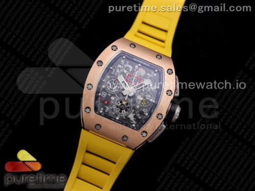 KV공장 리차드밀 RM011 크리스탈다이얼 로즈골드 옐로우러버 _ RM011 RG Chrono KVF 1_1 Best Edition Crystal Dial Black on Yellow Rubber Strap A7750 V3