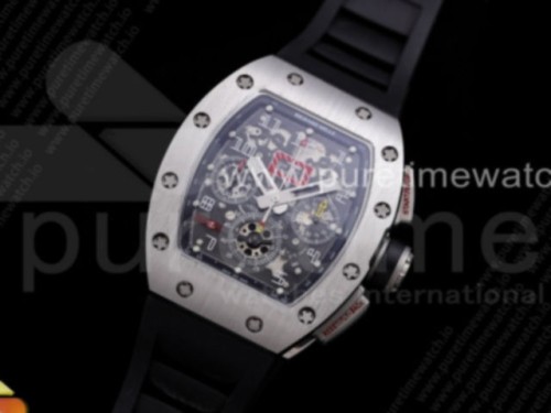 KV공장 리차드밀 RM011 크리스탈다이얼 실버 블랙러버 _ RM011 SS Chrono KVF 1_1 Best Edition Crystal Dial Black on Black Rubber Strap A7750 V3