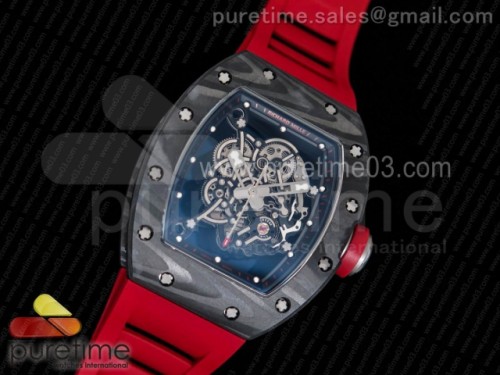 KV공장 리차드밀 RM055 포지 카본 티타늄 스켈레톤 다이얼 레드 러버 스트랩 RM055 Forge Carbon Titanium Case KVF Best Edition Skeleton Dial Red on Red Rubber Strap MIYOTA8215
