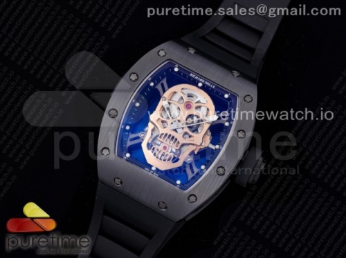 ZF공장 리차드밀 RM052 세라믹 로즈골드 리얼투어빌론 러버 _ RM052 Skull Black Ceramic ZF 11 Best Edition RG Skeleton Dial on Black Rubber Strap NH05A