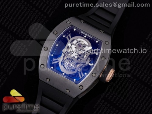 ZF공장 리차드밀 RM052 세라믹 리얼투어빌론 러버 _RM052 Skull Black Ceramic ZF 11 Best Edition PVD Skeleton Dial on Black Rubber Strap NH05A