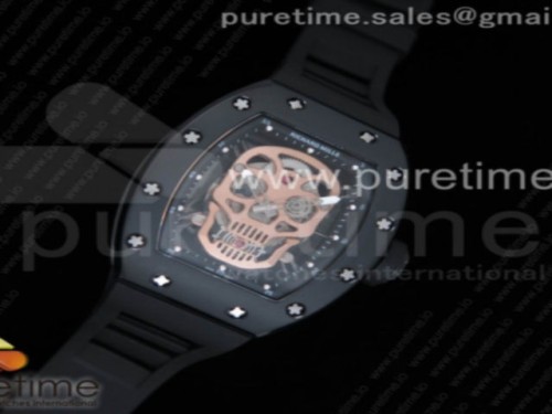 리차드밀 RM052 샌드 블라스트 스컬 다이얼 블랙 러버 스트랩 RM052 PVD Sandblasted Skull Dial on Black Rubber Strap MIYOTA8215