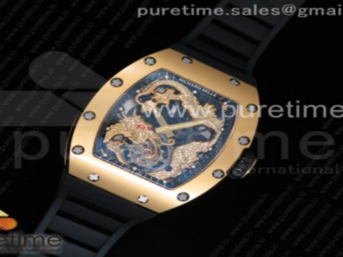 리차드밀 RM057 뚜르비옹 옐로우골드 드래곤 다이얼 RM057 Tourbillon YG Dragon Dial on Black Rubber Strap